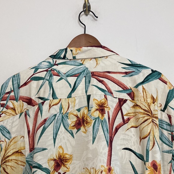New Tommy Bahama Camp Shirt Mens XL Bungalow Bamboo Silk Cream Green Orange - Picture 4 of 16
